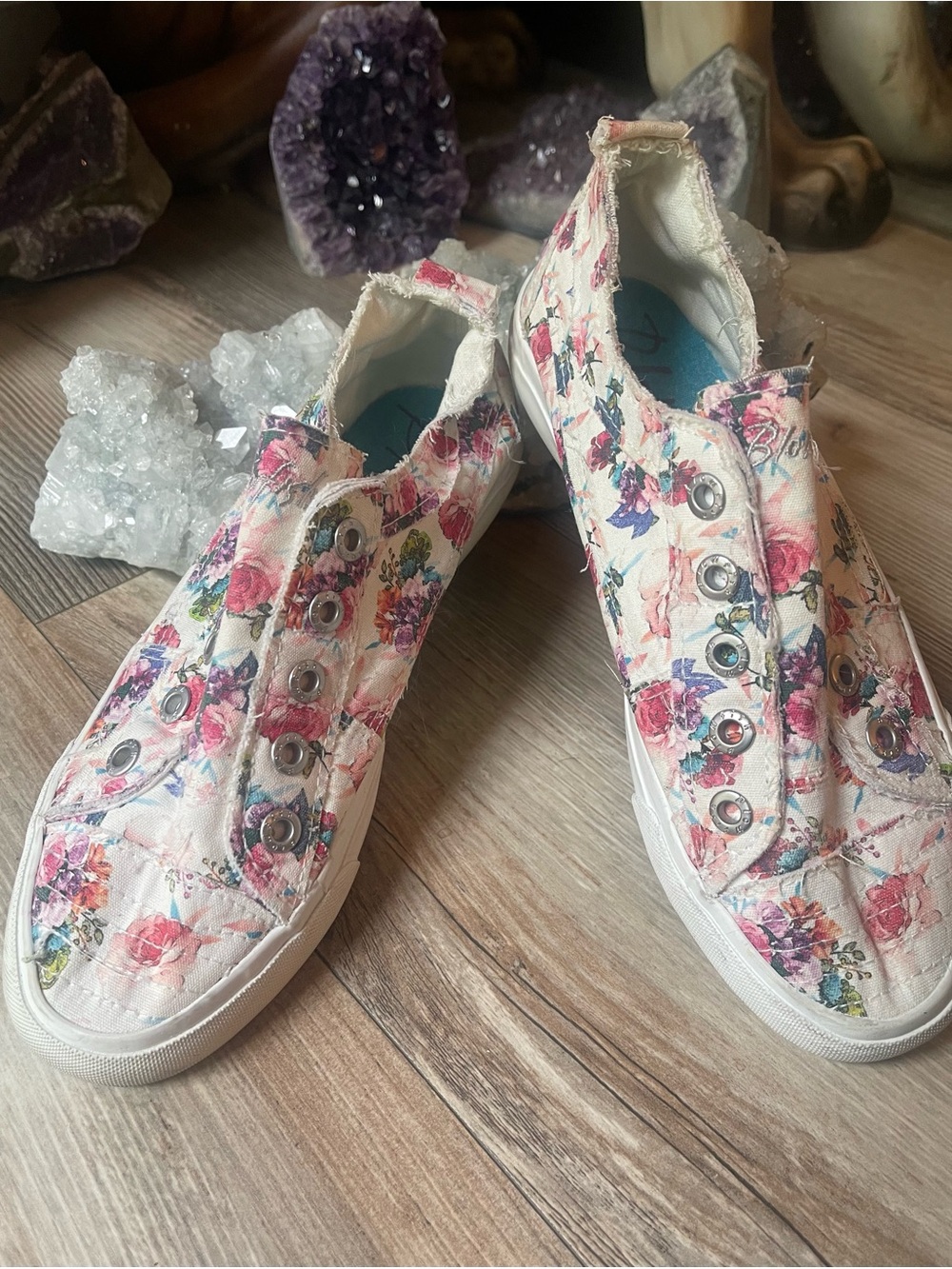 Blowfish White Floral Slip-On Sneakers